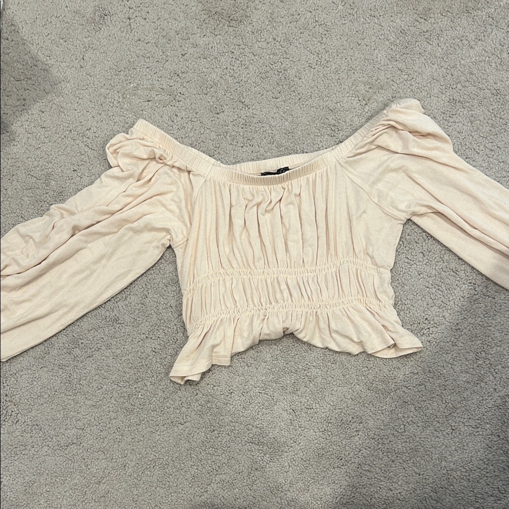 Final Touch Cream Off-Shoulder Blouse